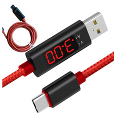 USB-кабель Type C 3 А швидка зарядка з тестером струму та напруги #100225 Зображення