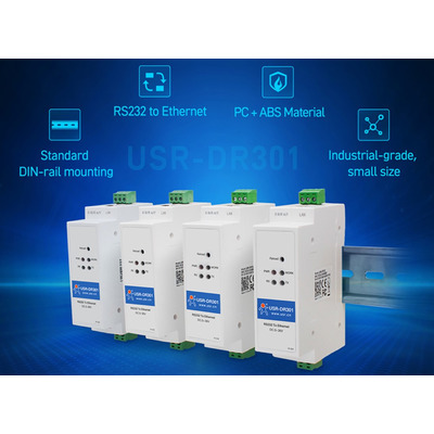 Преобразователь порта RS232 в Ethernet USR-DR301 на дин рейку Изображение