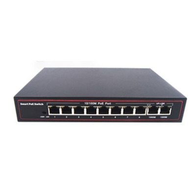 Сетевой  POE коммутатор 48 В Gigabit на 8+2 портов с встроенным блоком питания Изображение