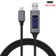 Кабель USB-microUSB с тестером тока и напряжения (синий индикатор) Изображение