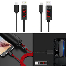 Кабель USB-microUSB з тестером струму і напруги (червоний індикатор) Зображення