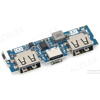 Модуль повербанка 2 USB 5В 1А 2.4 А для 18650 акумуляторов Изображение