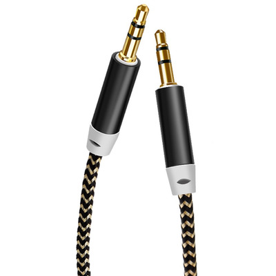 Кабель AUX 3,5mm-3,5mm 1 м ткань сечение 0,5 мм кв  переходник Изображение