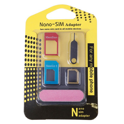 Переходник 5 в 1 microSIM ,nanoSIM Изображение