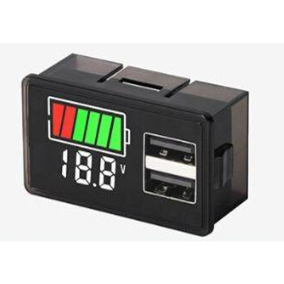 Индикатор емкости батареи авто тестер 10-24В + 2 USB зарядки Изображение