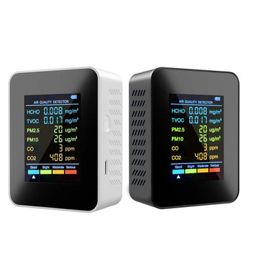 Детектор качества воздуха формальдегидов TVOC, CO2, CO, PM10, PM2.5 Изображение