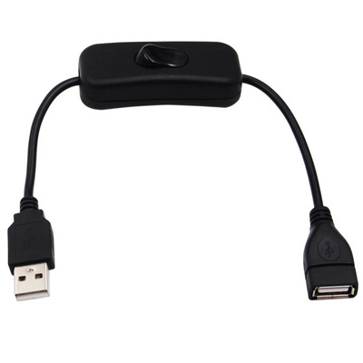 Кабель питания с выключателем USB 28 см черный Изображение