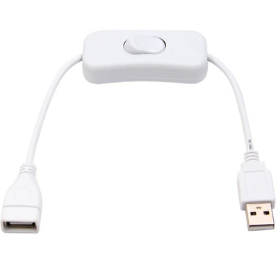 Кабель питания с выключателем USB 28 см белый Изображение
