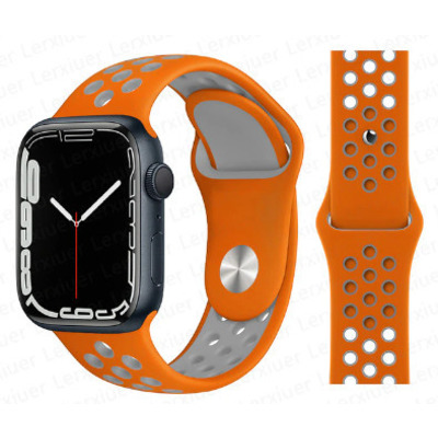 Apple Watch band 39mm-41mm ремешок оранжево серый Изображение