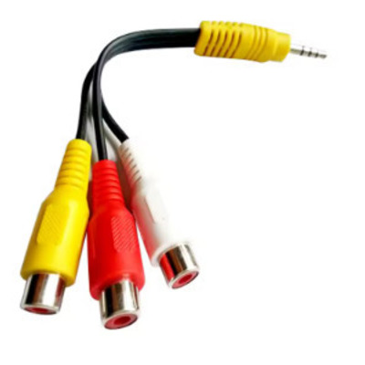 Кабель 3,5 jack-3 RCA мама 20 см переходник 18мм Изображение