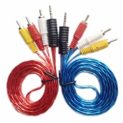 Кабель 3,5mm-3 RCA  1,5 метр в силиконе переходник Изображение