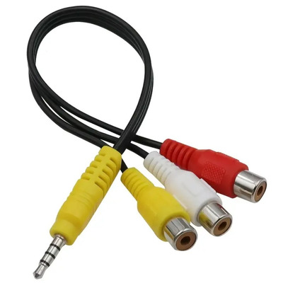 Кабель 3,5 jack-3 RCA мама 20 см переходник 15мм Изображение