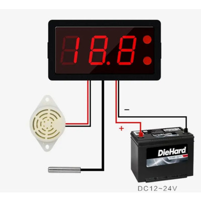 Термометр 12-24V XH-B330 -50 до 110 со звуковой сигнализацией(красные цифры) Изображение
