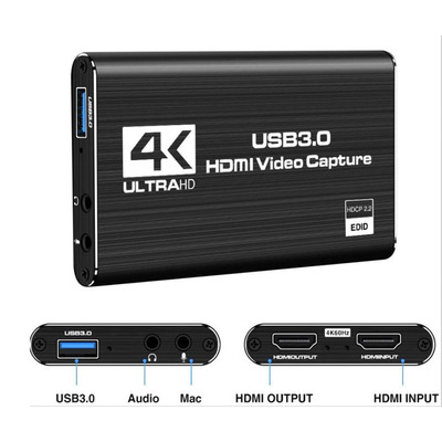 Внешняя карта видеозахвата 4K HDMI в USB 3.0 c микрофонным входом и на наушники Изображение