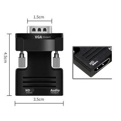 Конвертер HDMI на VGA(папа) с кабелем AUX Изображение