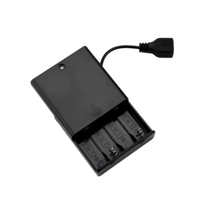 Бокс с кабелем USB для 4 шт аккумулятора и батареек R6(AA) Изображение