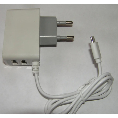Адаптер на 2 USB+шнур V8 microUSB ток 2,1A Изображение