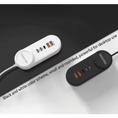 Адаптер PD18W  на 2xUSB (быстрая зарядка) + 2хType-C с сетевым шнуром питания Изображение