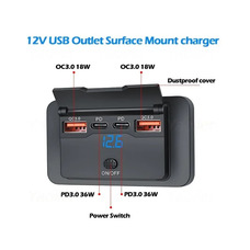 Вольтметр для інвертора 4 порти 12V 108W PD+QC3.0 USB зарядний пристрій Зображення