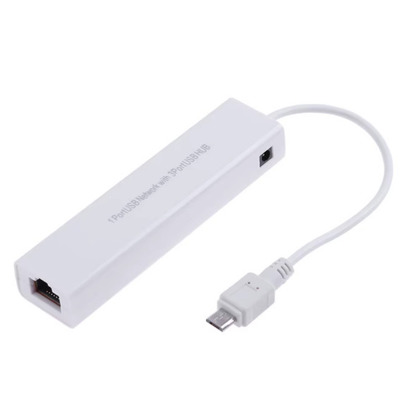 HUB MicroUSB на 3 USB 2.0 + RJ45 сетевая карта Изображение