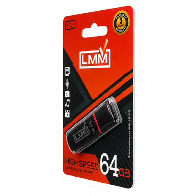 Флешка USB 64GB, чорна Изображение